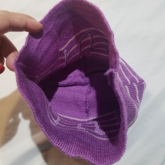 Beanie Embroidered Hat Fleece Warm Winter Musical Note Music Song Graphic Purple - Picture 6 of 8